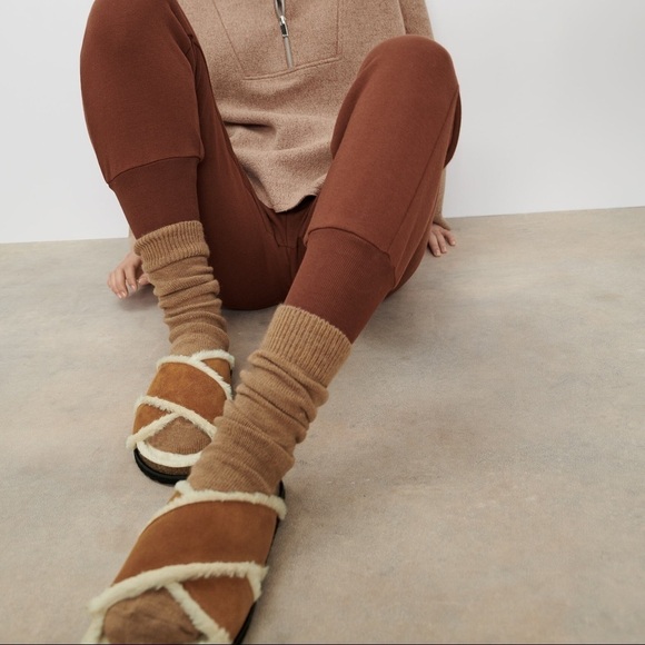 🌹NWT. Zara Natural Faux Fur Flat leather Sandals. Size 7,5. - Picture 4 of 7